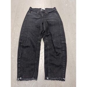 BDG Barrel Jeans Womens 30 Black Denim Dark Wash Tapered Leg Raw Hem Vintage